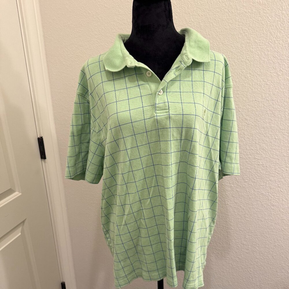 Izod Golf Men’s Short Sleeve Polo Shirt Size XXL Green with Stripes